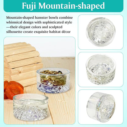 BNOSDM Hamster Food and Water Bowl Mountain Fuji Style Glass Drinking Dwarf Hamster Feeder Anti-Turning Dish for Syrian Hamsters Gerbils Mice Rats or Other Similar-Sized Pets (Colorful)