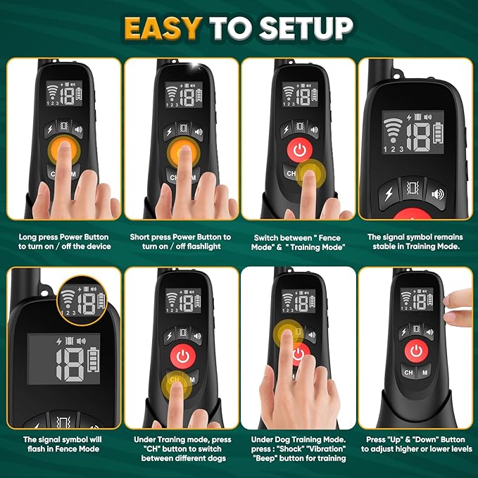 Wireless Dog Fence, Portable Electric Fence for Dogs with Remote Training Collar, Magnetic Charging Base, Outdoor Pet Containmen System for Yards, Adjustable for Medium Large Dogs (for 2 Dogs)