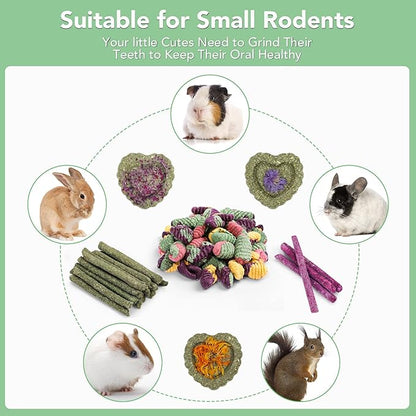 VESPRO Rabbit Toys for Bunnies Rabbit Chew Toys for Teeth Bunny for Rabbits Guinea Pig Chew Treats Toys,Timothy Hay Sticks for Chinchillas Hamsters Bunny Guinea Pig Rats and Animals Teeth Care