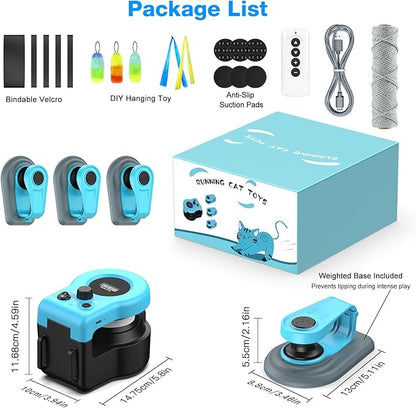 Pet Deluxe Interactive Cat Toy for Indoor Cats, Auto/Remote Control DIY Cat Mouse Hunting Treadmill Keep Bored Kitten Puppy Entertained to Chase, Feather Toy to Exercise-Sky Blue