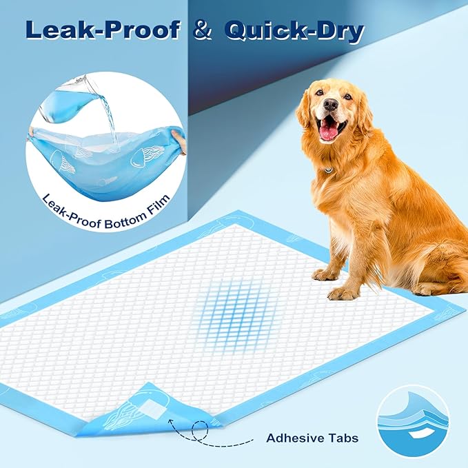 MIZOK Dog Pads Extra Large 30x36in Puppy Pads XL Super Absorbent, Potty Pads with 6-Layer Leak-Proof and Quick-Dry Surface, Wee Wee Pads for Dogs Scented with Jellyfish Pattern(40 Counts)
