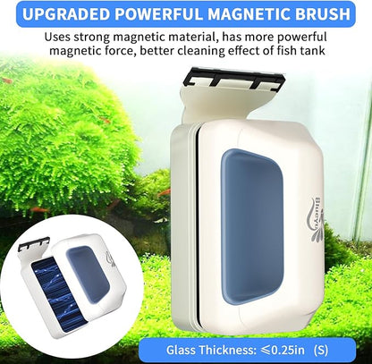 Magnetic Aquarium Fish Tank Glass Cleaner, Floating Aquarium Magnetic Brush, Algae Scraper Glass Cleaner Scrubber for 0.15-0.25 Inch Thick Glass Fish Tank (S)