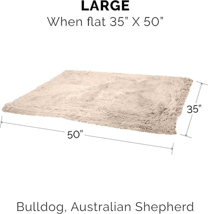 Furhaven Waterproof Throw Blanket for Dogs & Indoor Cats, Washable - Shaggy Plush Calming Long Faux Fur & Velvet Dog Blanket - Taupe, Large