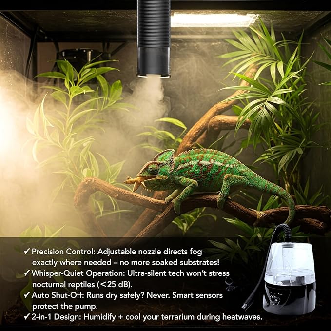 Reptile Fogger, Terrarium Humidifier, Plant Humidifier, Fog Machine Mister for Reptiles and Plants Vivarium, 3.5L Large Capacity, Ideal for Reptiles/Amphibians/Grow Room/Grow Tent Humidifiers