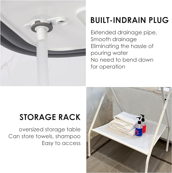 2 in 1 Dog Bath Tub Dog Washing Station for Bathing and Grooming, Elevated Collapsible Foldable Portable Shower Bathtub for Small Dogs Cats Pet, Indoor and Outdoor