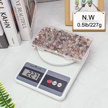 0.5 Lb/230g White Agate Crystal Pebbles Stones Aquarium Gravel Rocks, Natural Landscaping Pebbles Decorative Vase Filler Tumbled Crushed Stones for Fish Tank|Garden|Home, 5-7mm