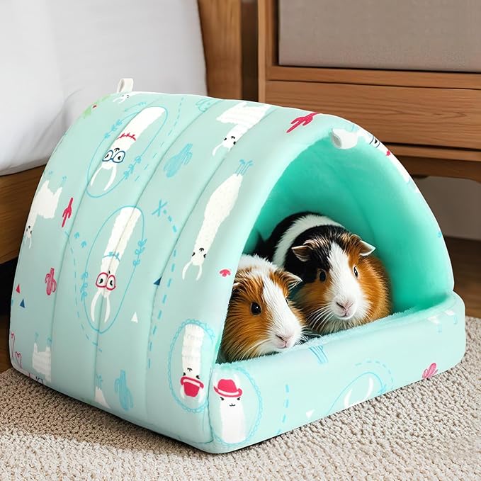UPINS 2 Pack Guinea Pig Bed, Guinea Pig Hideout Washable Small Animal House Cage Accessories for Dwarf Rabbits Chinchillas Hamsters Hedgehogs Ferrets Bearded Dragons and Rats