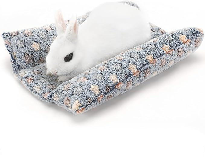 15.7X14 Inch Rabbit Bed, Padded Concave Bed for Small Animals, Cuddle Cushion Plush Mat with Cotton Lounger Pillows for Guinea Pigs, Hamsters, Rabbits, Rats and Bearded Dragons