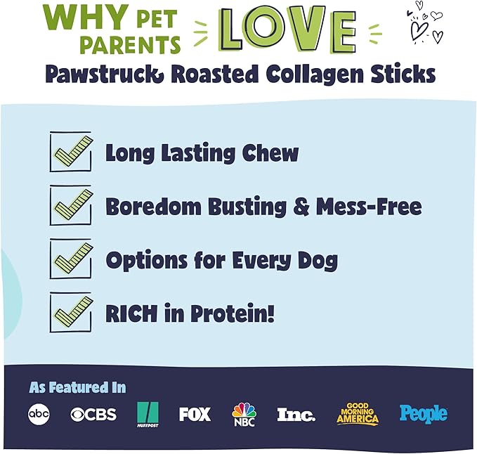 Pawstruck All Natural 11-12" Roasted Collagen Sticks for Dogs – Low Odor & Long-Lasting Bully Stick & Rawhide Alternative, Single Ingredient, Vet Approved – 5 Pack