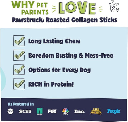 Pawstruck All Natural 11-12" Roasted Collagen Sticks for Dogs – Low Odor & Long-Lasting Bully Stick & Rawhide Alternative, Single Ingredient, Vet Approved – 5 Pack