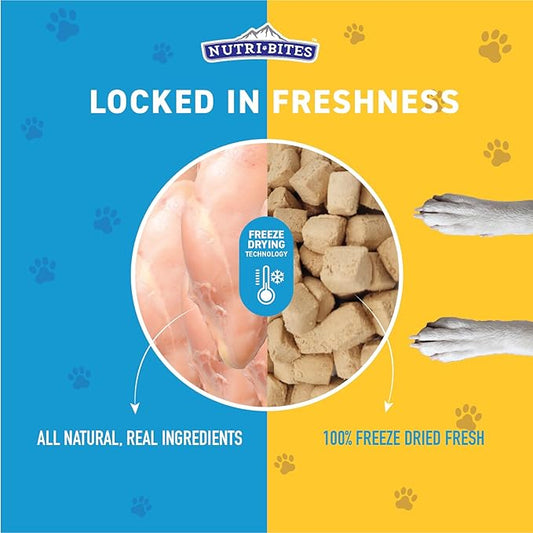Nutri Bites Freeze Dried Chicken Dog & Cat Treat, 9 oz | Healthy Pet Training Treats or Food Topper | All Natural, 1 Single Animal Protein, High Protein