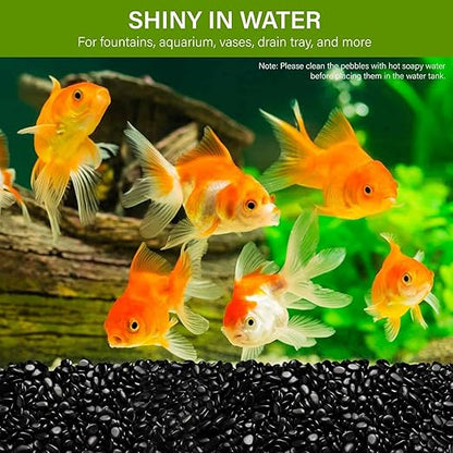 NUPICK 12lb River Rocks for Plants Indoor, 3/8 Inch Black Pebbles for Vases Fillers, Decorative Pea Gravel for Fish Tank, Natural Polished Stones for Succulent, Bonsai, Landscaping, Bird Baths