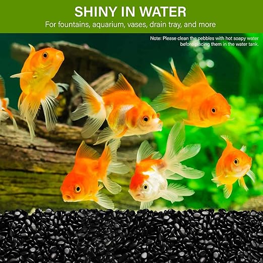 NUPICK 3lb River Rocks for Plants Indoor, 3/8 Inch Black Pebbles for Vases Fillers, Decorative Pea Gravel for Fish Tank, Natural Polished Stones for Succulent, Bonsai, Landscaping, Bird Baths