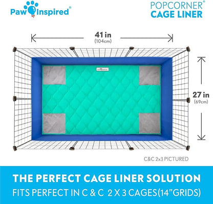 Paw Inspired PopCorner Guinea Pig Cage Liners | Washable Fleece Bedding or Pet Bed Mat for Small Animals | Super Absorbent Pee Pad with Reinforced Corners and Waterproof Bottom (C&C 2x3, Green)