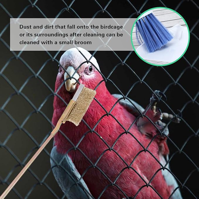 7-Piece Set Bird Cage Cleaner,Small Animal cage Cleaning Tool Wooden and Stainless Steel Cleaning Brush Long Handle Cleaning Brush Spatula Bird Cleaning Bird Drops Multipurpose Cleaning(B)