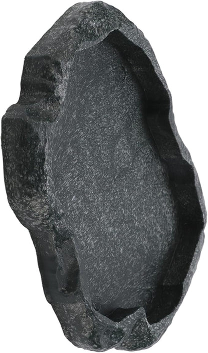 Reptile Water Dish Bowl, Resin Food Bowl Dish, Dark Green Firm Water Dish for Reptile Tank for Tortoise Lizard Pets Feeding Accessories, 1Pcs (M)