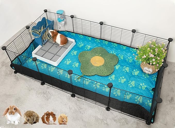 CHEGRON Guinea Pig Cages with Super Soft Liner 48x24x12inch C&C Small Animal Cage Pet Puppy Playpen Indoor Rabbit Chinchilla Hedgehog Habitat Fence DIY 12PCS Metal Grids with Waterproof Bottom
