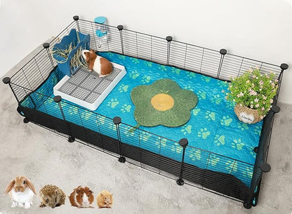 CHEGRON Guinea Pig Cages with Super Soft Liner 48x24x12inch C&C Small Animal Cage Pet Puppy Playpen Indoor Rabbit Chinchilla Hedgehog Habitat Fence DIY 12PCS Metal Grids with Waterproof Bottom
