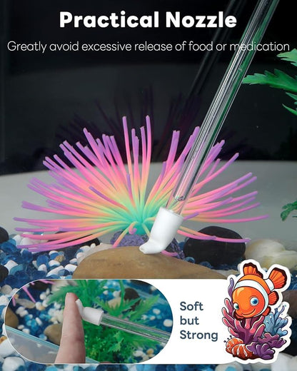 Pawfly Aquarium Coral Feeder - Long Pipette for Coral Food Feeding Tube - Manual Excreta Cleaner - Acrylic Syringe for Reef Marine Fish & Shrimp
