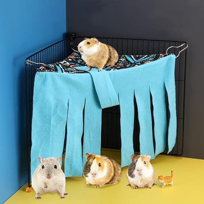 Shappy 2 Pcs Guinea Pig Hideout Hideaway Corner Fleece Toys Cage Accessories Cute Ferret Hammock for Ferrets Chinchillas Hedgehogs Small Pets(Dots Pattern)