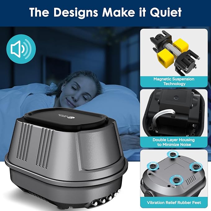 AquaMiracle Aquarium Air Pump Super Quiet Fish Tank Air Pump, Aquarium Bubbler Hydroponics Air Pump Oxygen Pump Pond Aerator