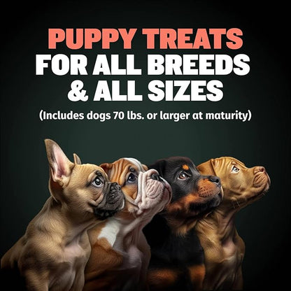 Bully Max Puppy Training Treats - Soft Chews Dog Food Supplements & Vitamins for Brain, Skin & Coat Health - Glucosamine & Chondroitin for Joint Support – Multivitamin Food Topper for Puppies - 2 Bags