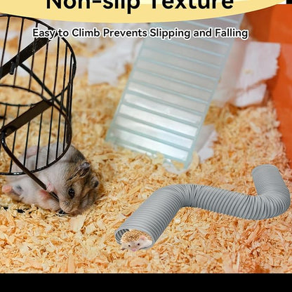 Hamster Fun Tunnels,Guinea Pigs Tunnel with,2Pcs Small Animal Folding Tube Guinea Pigs Training Hideout Tunnel 15 Pcs Pet Chew Toys for Chinchillas Rats Gerbils （Grey ）