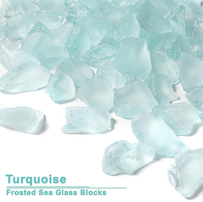 Versatile Frosted Sea Glass Block - 1LB Turquoise Vase fillers, Aquarium Gravels, Sea Glass Decor, Ideal for DIY Crafts, and Home Decor - Perfect for Beach Weddings and More