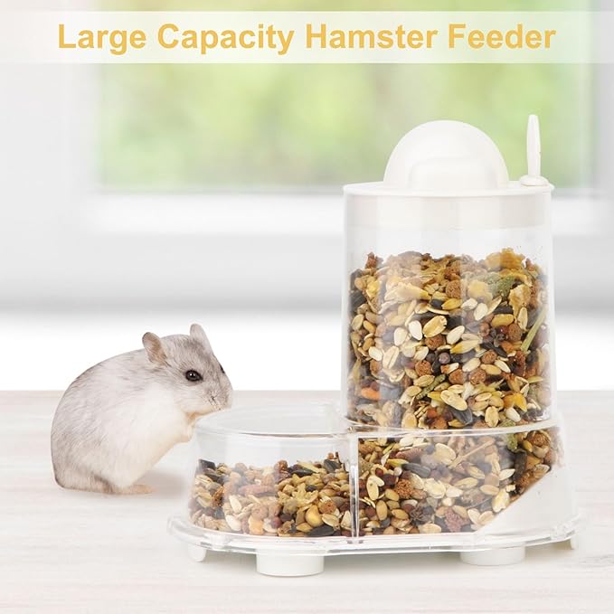 Wontee Hamster Feeder Food Bowl Automatic Dispenser for Dwarf Syrian Hamsters Mice Gerbils Rats or Other Similar-Sized Small Pets