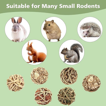 William Craft Bunny Chew Grass Balls, 6 Pcs Rolling Chew Toys for Small Animals, Natural Chew Grass Toys and Bunny Treats for Rabbits, Guinea Pigs, Chinchillas, Hamsters, Mice Teeth Grinding