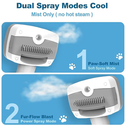 3 in 1 Pet Steam Brush for Dogs & Cats – Self Cleaning, Hair Removal Comb Steam for Shedding & Dematting for Long & Short Haired Pets,Includes Pet Essence