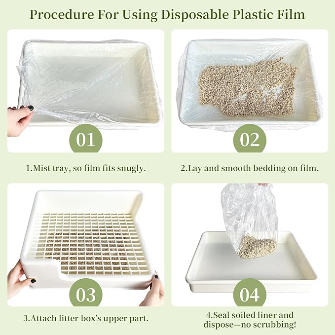 Disposable Small Animal Cage Liners, Rabbit Tray Film Liner Bunny Litter Pan Bags Guinea Pig Cage Toilet Plastic Film for Bird Hamster Chinchilla Hedgehog (50pcs, 27in)