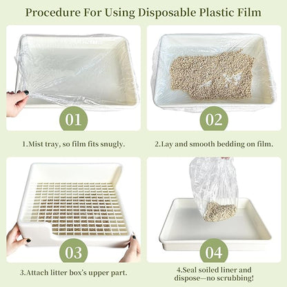 Disposable Small Animal Cage Liners, Rabbit Tray Film Liner Bunny Litter Pan Bags Guinea Pig Cage Toilet Plastic Film for Bird Hamster Chinchilla Hedgehog (50pcs, 27in)