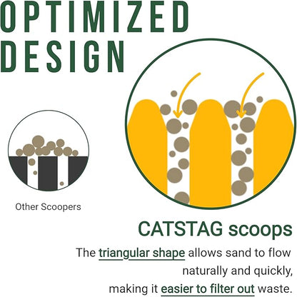 TypeC Cat Litter Scoop - Small Holes (0.11in) Big Size Scooper - Long Handle & Easy Cleaning - Hanger for Litter Box