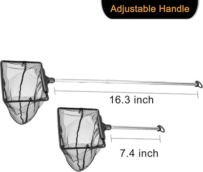 Aquarium Net with Extendable Stainless Steel Long Handle, Fine Mesh for Fish Tank