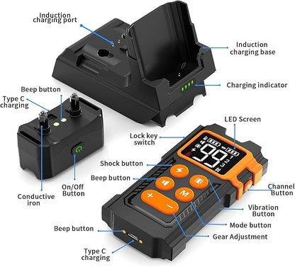 2000ft Range Wireless Dog Fence with Collar, Electric Training Collar with Remote, Dog Training Collar