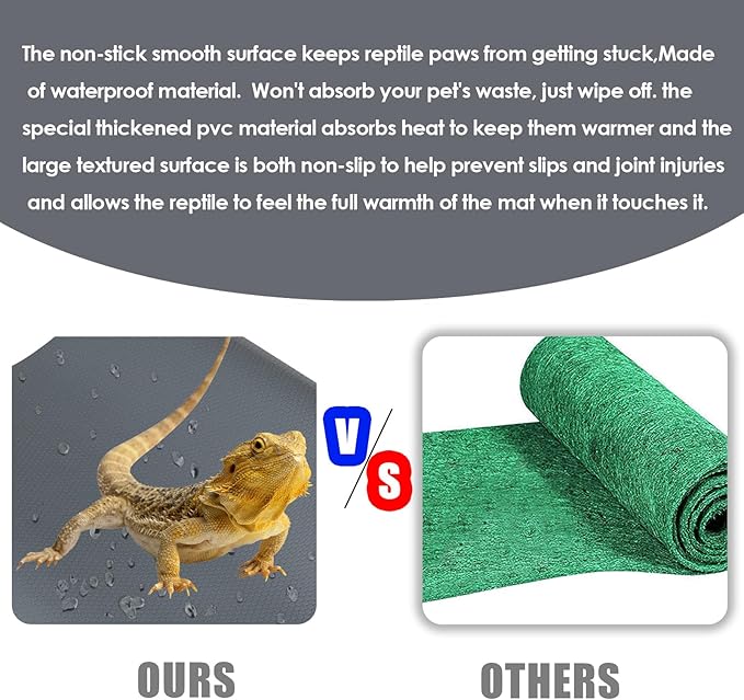 Bearded Dragon Tank Accessories, 120 Gallon Reptile Terrarium Liner Mat, 96" X 24" Reptile Flooring Substrate for 4x2x2 Reptile Enclosure, Reptile Bedding Carpet for Gecko,Lizard,Snake,Tortoise, Grey