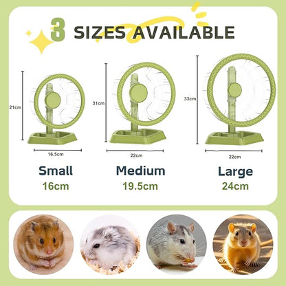 Hamster Exercise Wheels, Quiet Spinner Hamster Running Wheels with Adjustable Stand for Small Animals Dwarf Syrian Hedgehog Gerbils Mice (Green, Small(6.3 inch))