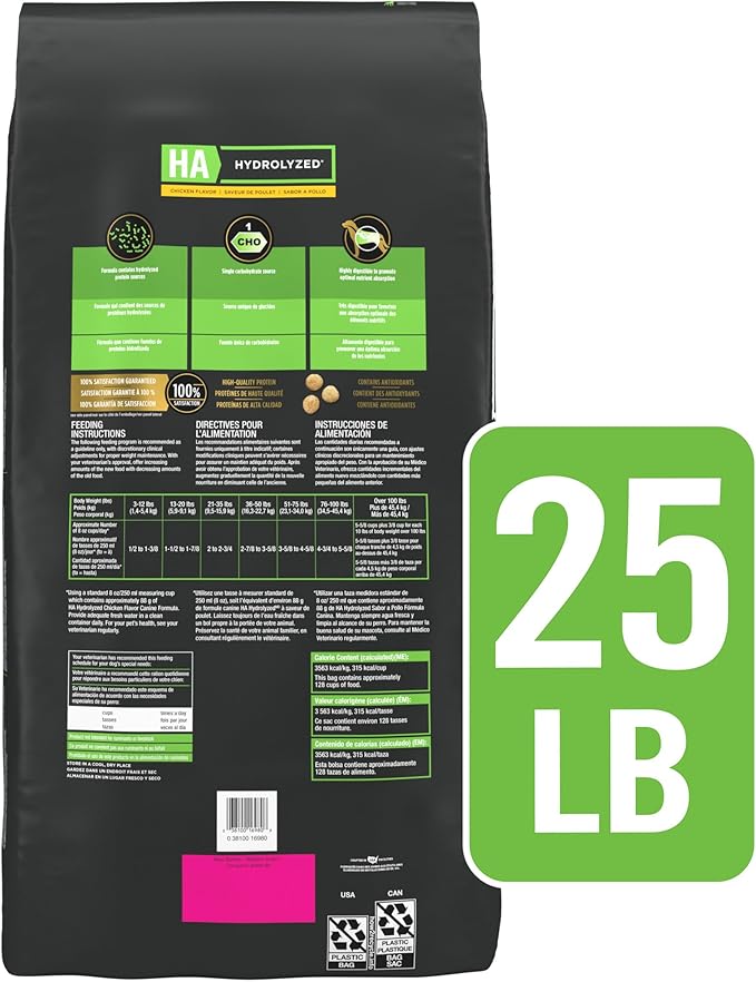 Pro Plan Veterinary Diets Purina HA Hydrolyzed Protein Dog Food Dry Chicken Flavor Formula - 25 lb. Bag