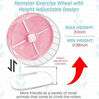 kathson Hamster Exercise Wheel 7.87 in Silent Spinning Running Wheels with Stand for Hamsters, Gerbils, Mice and Other Small Pets (Pink)