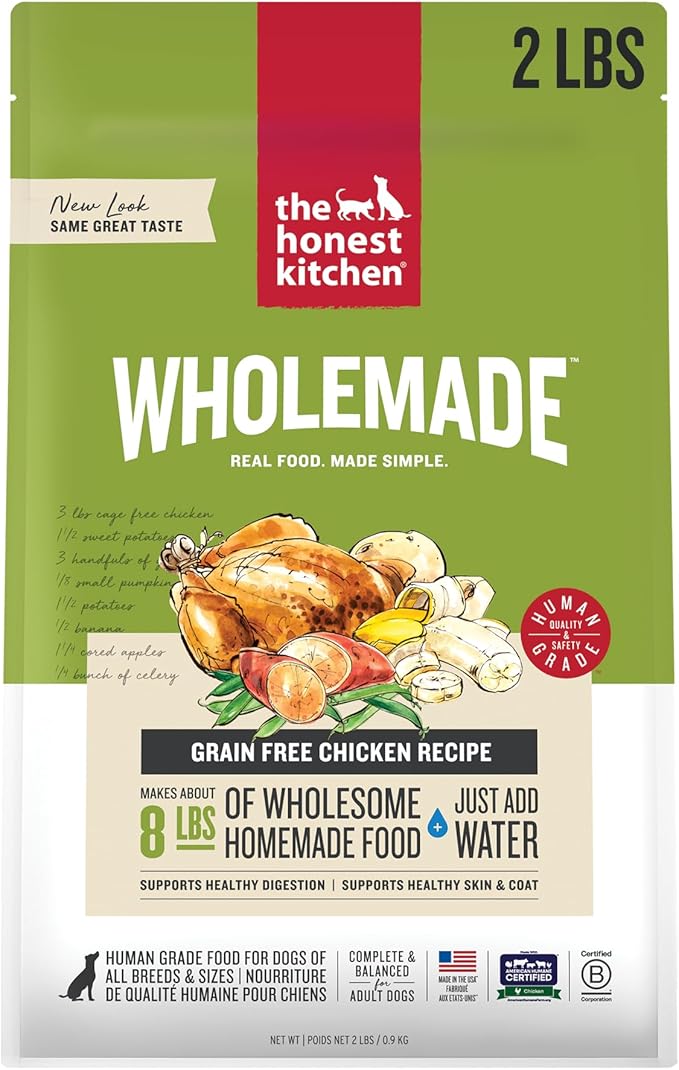 The Honest Kitchen Human Grade Wholemade™ Dehydrated Grain Free Chicken Dog Food - Complete & Balanced Meal or Topper - 2 lb Bag