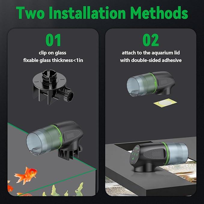 Automatic Fish Feeder for Aquarium, Auto Food Dispenser with Timer, 200 ml Fish Feeder for Pellets Granules & Strips, Automatic Fishs Dispenser for Small Tank, Big Aquariums & Pond