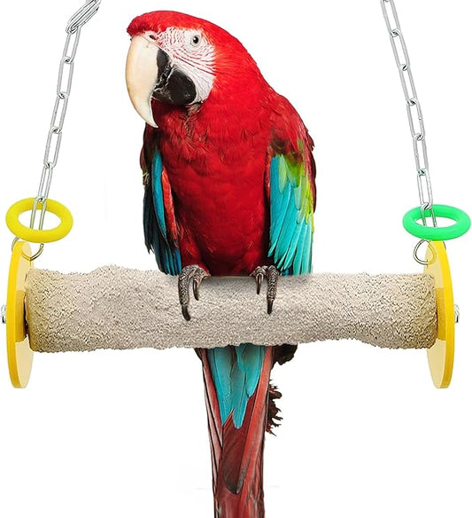 Roll Bird Swing - Perch Bird Toys Trims Nails and Beaks, Safe and Non-Toxic Bird Cage Accessories for Small and Large Birds, Swinging Toys Birds Will Love, XL 11 Inches