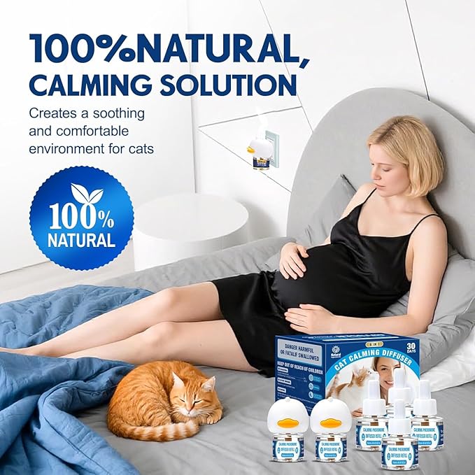 Cat Calming Pheromones Diffuser: 6-in-1 Kit Cat Appeasing Pheromone Diffuser to Calm (2 Plugin+4x48ml Refills) for Comfort Reduces Stress Anxiety, Long-Lasting Appeasing Pheromone for Pet Cat (6in1)