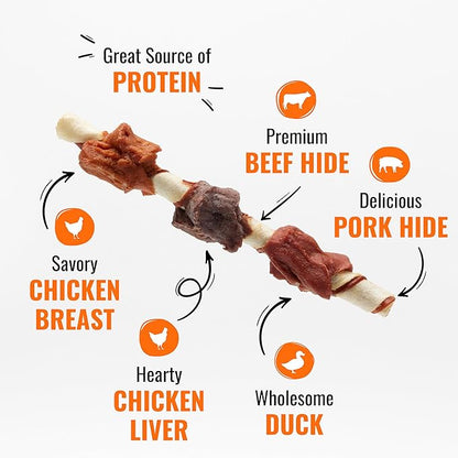 Good N Fun Triple Flavor Kabobs 48 Ounce, Rawhide Snack for All Dogs (2 Pack)