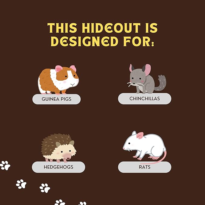 Wooden Guinea Pig Corner Hideout - Hidey for Chinchilla, Rat and Hedgehog with Pee Pad, Fully Assembled & Dual Entrances - Guinea Pig Accessories by The Kozko Hut