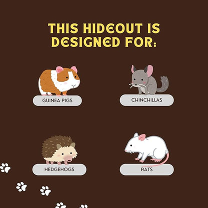 Wooden Guinea Pig Corner Hideout - Hidey for Chinchilla, Rat and Hedgehog with Pee Pad, Fully Assembled & Dual Entrances - Guinea Pig Accessories by The Kozko Hut