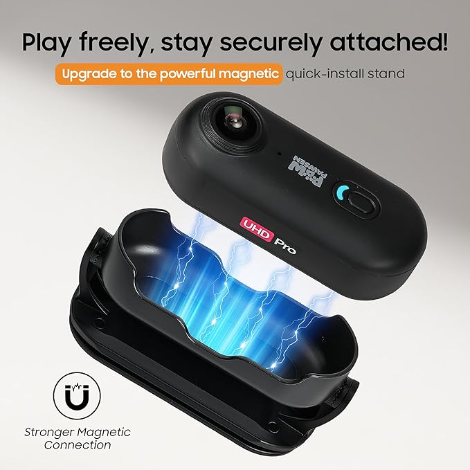 4K UHD Dog& Cat Pet Camera Collar, Video Recorder with Phone App Live View, Outdoor & Indoor POV Action Cam for Medium-Size and Big Dogs(Black - Black Nylon Collar - L, 64g)