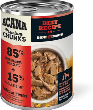 ACANA Premium Chunks in Bone Broth Grain-free Wet Dog Food Beef Recipe 12.8oz Cans (12 Count)