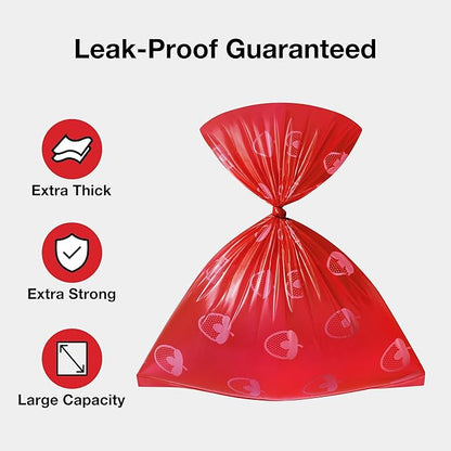 VETRESKA Strawberry Scented Dog Poop Bags, Leak Proof, Extra Thick and Large Pet Waste Bags for Dogs Walking and Cat Litter, 20 Refill Rolls, 300 Bags, Red